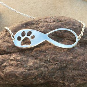 Adjustable Infinity Paw Silver Bracelet .925 Stamped Lightweight Pet Lover Gift